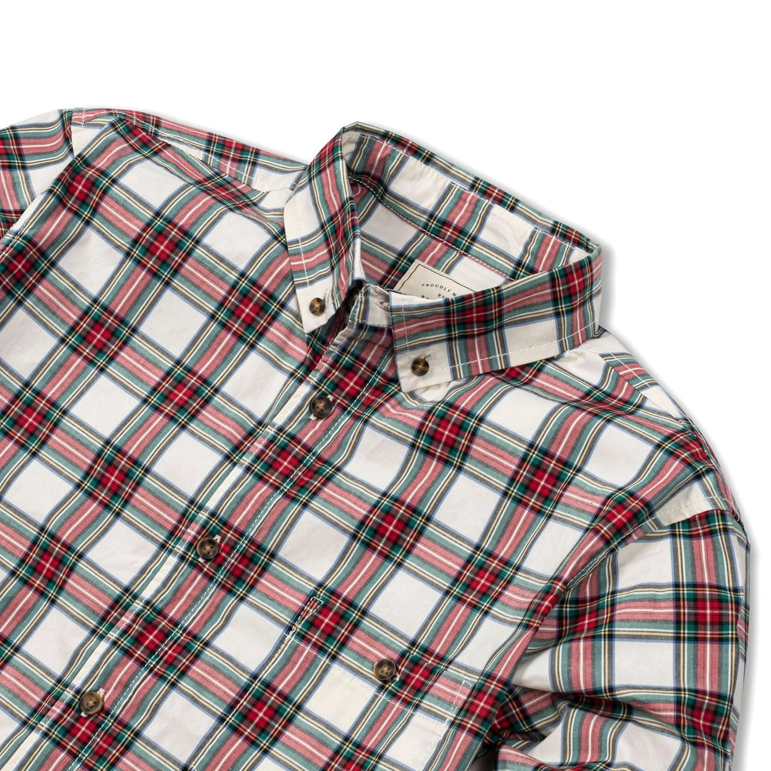 Organic Stretch Poplin Shirt Ivory Tartan