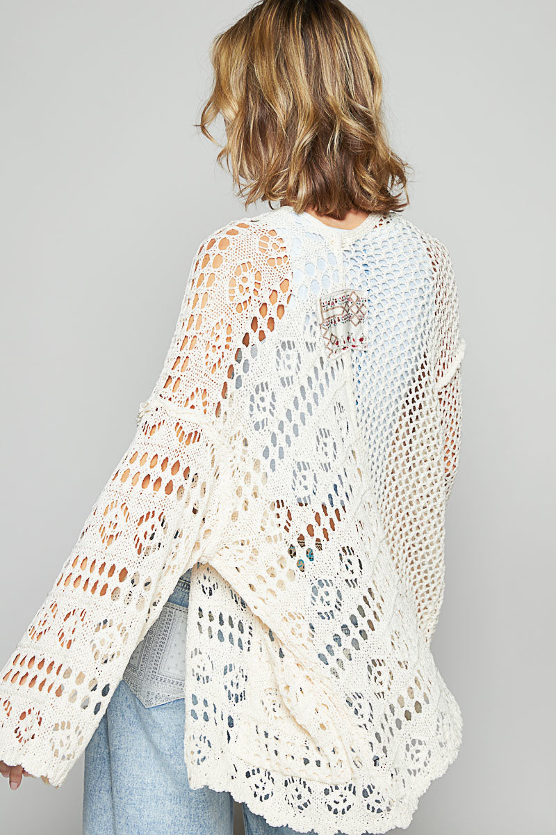 POL Oversized Cream Knit Cardigan