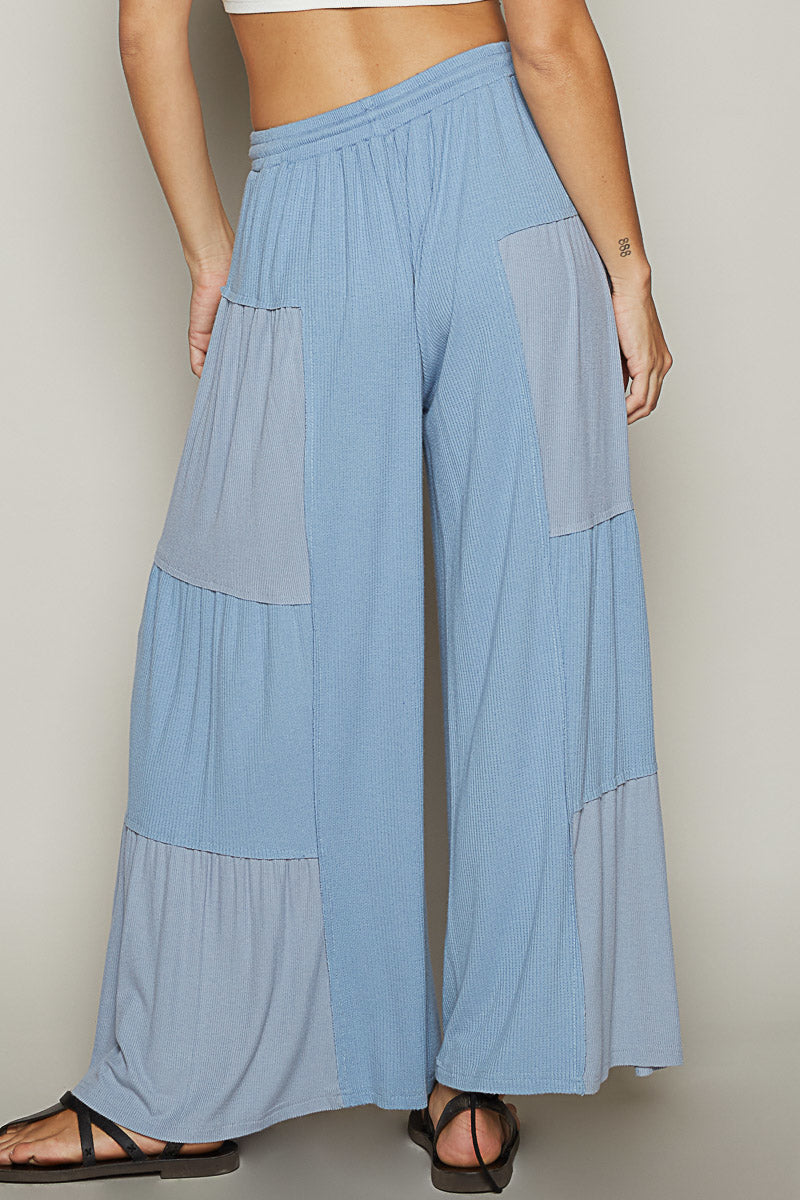POL Wide Ribbed Pants in Dusty Blue