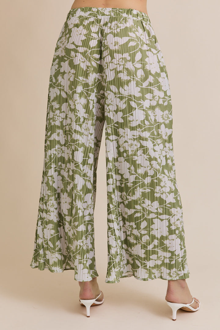 Floral Print Palazzo Pants in Green