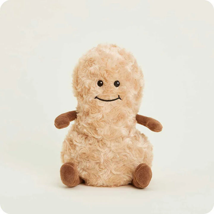 Plush toy resembling a peanut on a white background