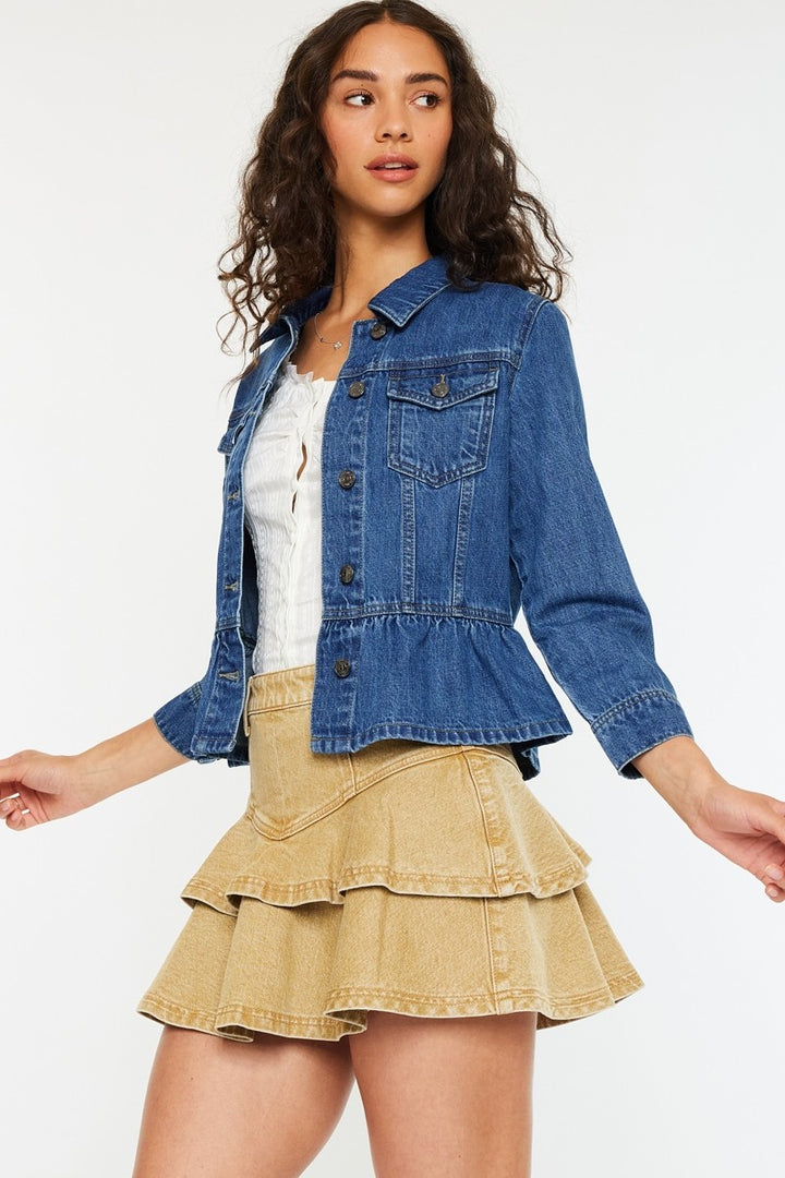 Classic Fit Peplum Denim Jacket