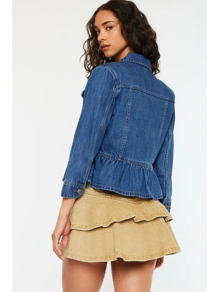 Classic Fit Peplum Denim Jacket