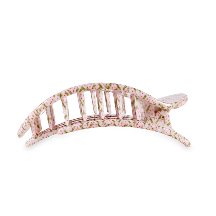 Teleties Flat Round Hair Clip- Pine and Pearl