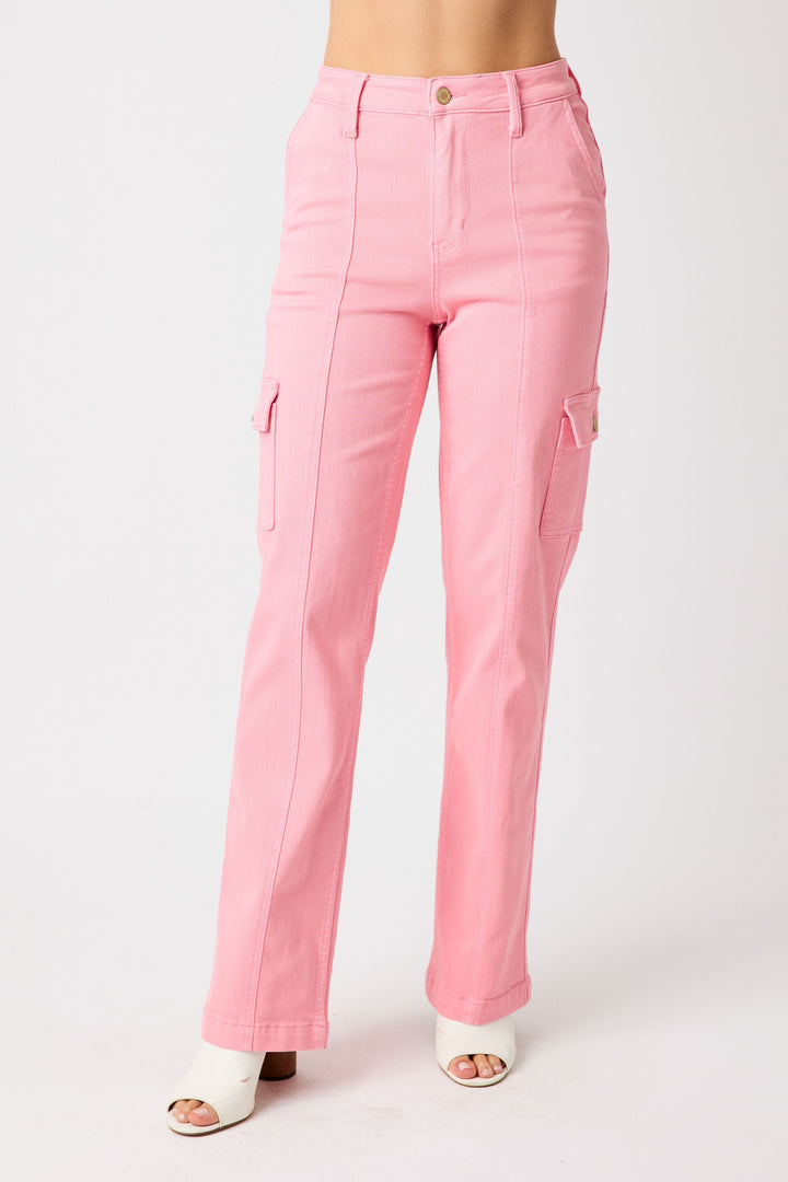 Judy Blue Pink High Waist Cargo Jeans