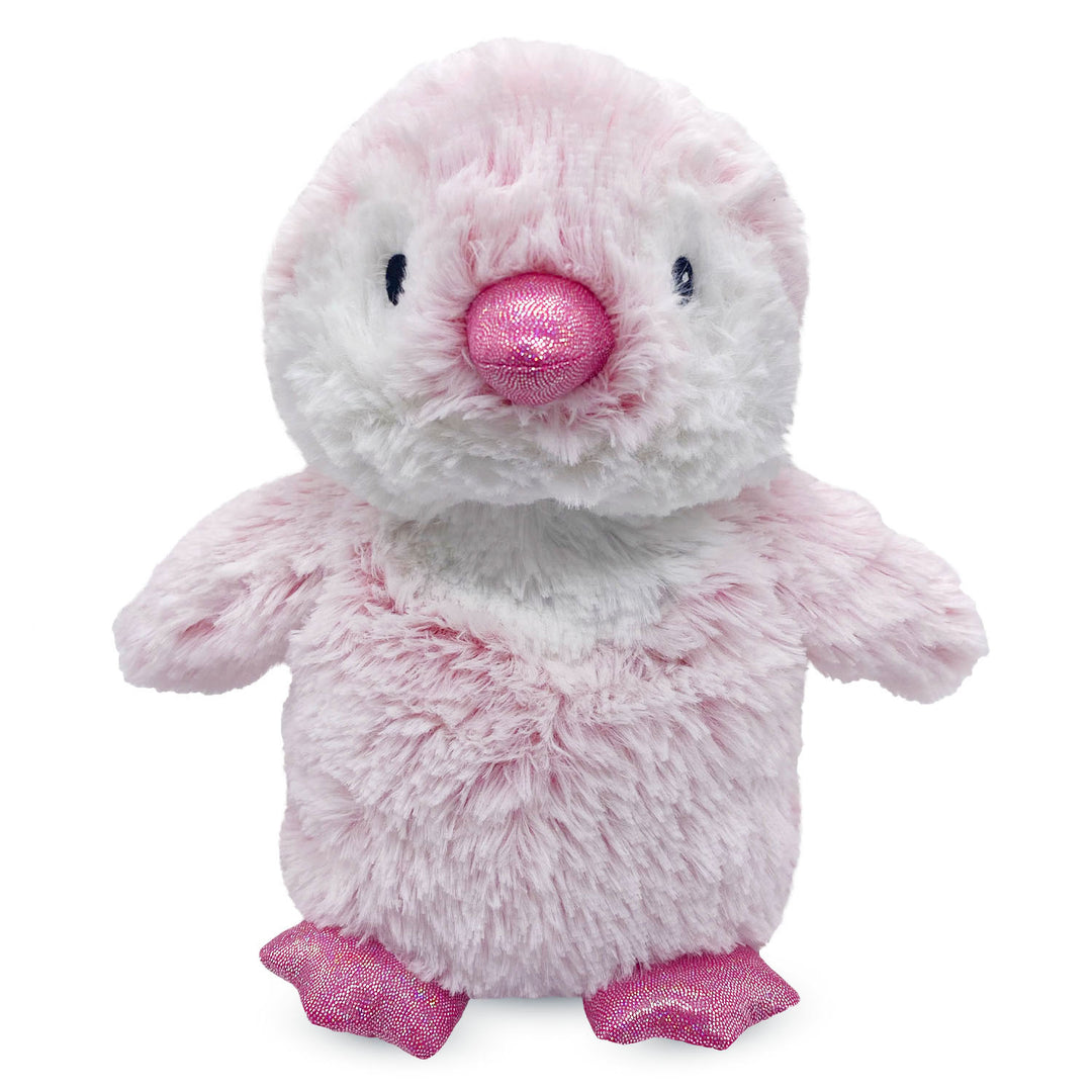 Pink plush toy on a white background