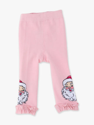 Girls Pink Santa Footless Ruffle Tights