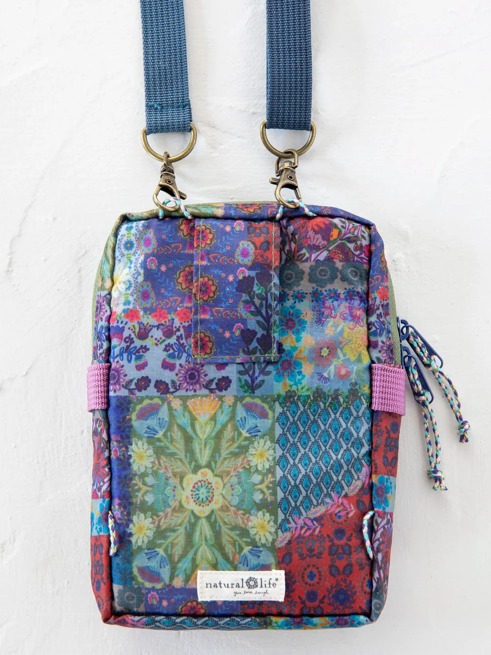 8 in 1 Pocket Crossbody in Blue Patchwork