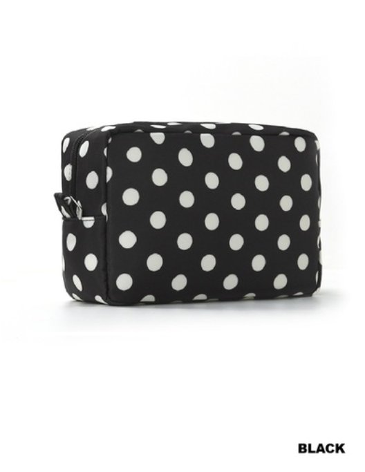 Polka Dot Travel Cosmetic Pouch in Black