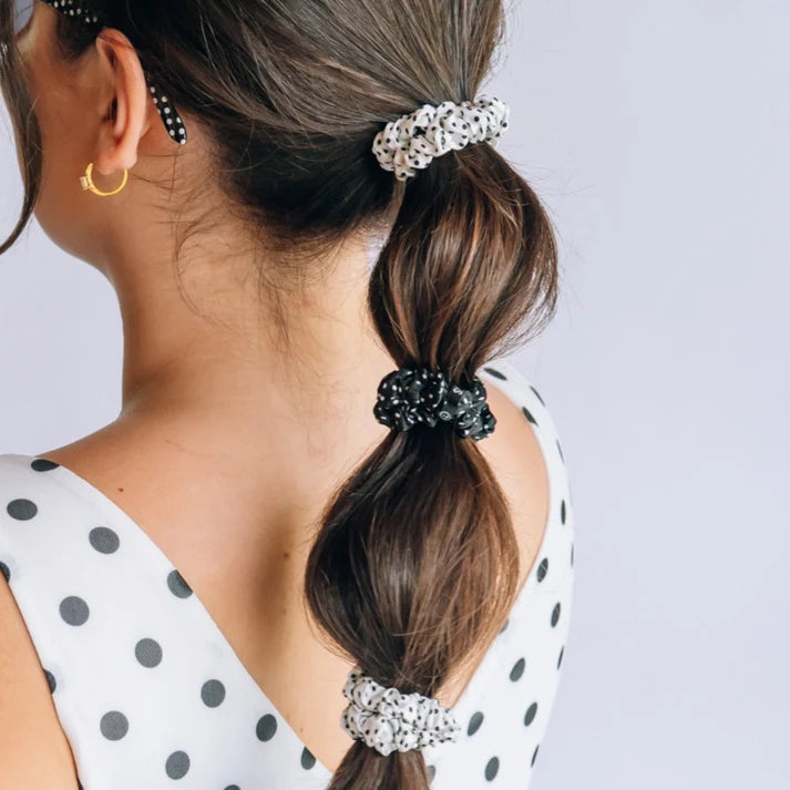 Teleties Small Silk Scrunchies - Polka Dot Party