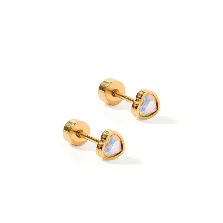 Polly Heart Flatback Stud Earrings