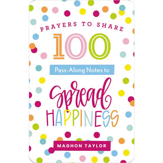 Book cover with colorful polka dots and text about prayers to share and spread happiness