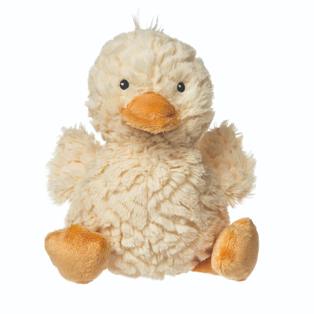 Plush duck toy on a white background