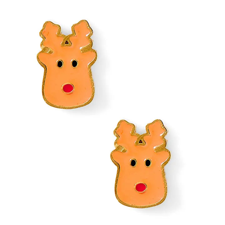 Reindeer Flatback Stud Earrings