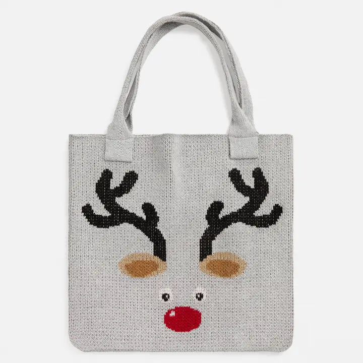 Tote bag with reindeer face design on a white background