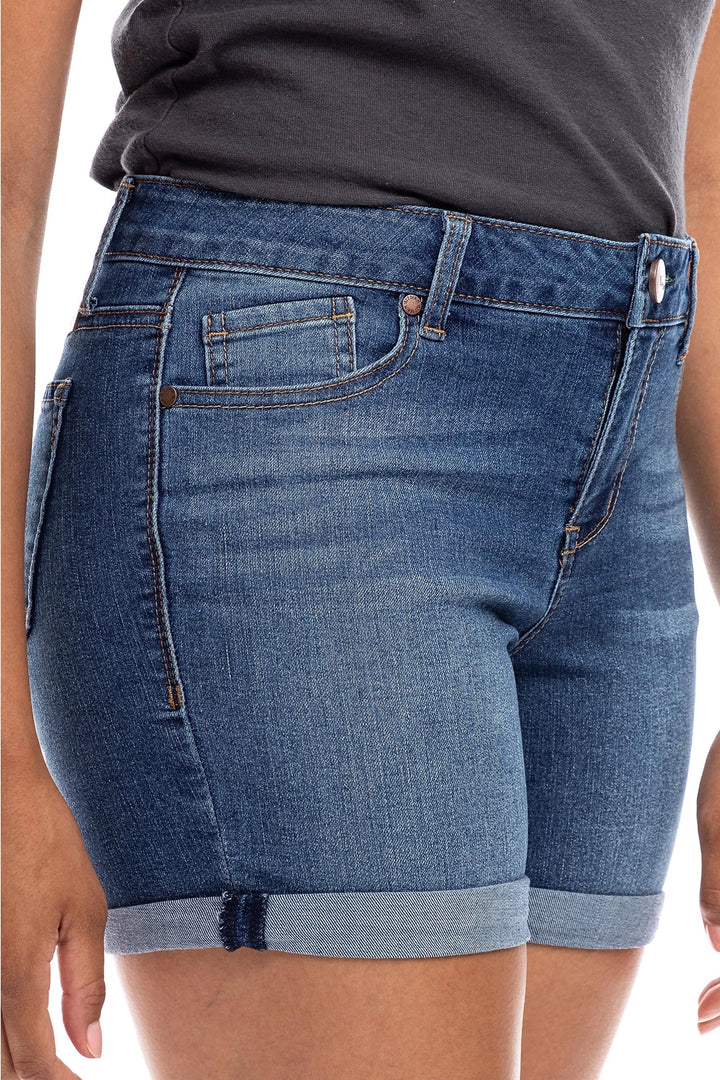 Eco-Friendly Mid Rise Roll Cuff Jean Shorts