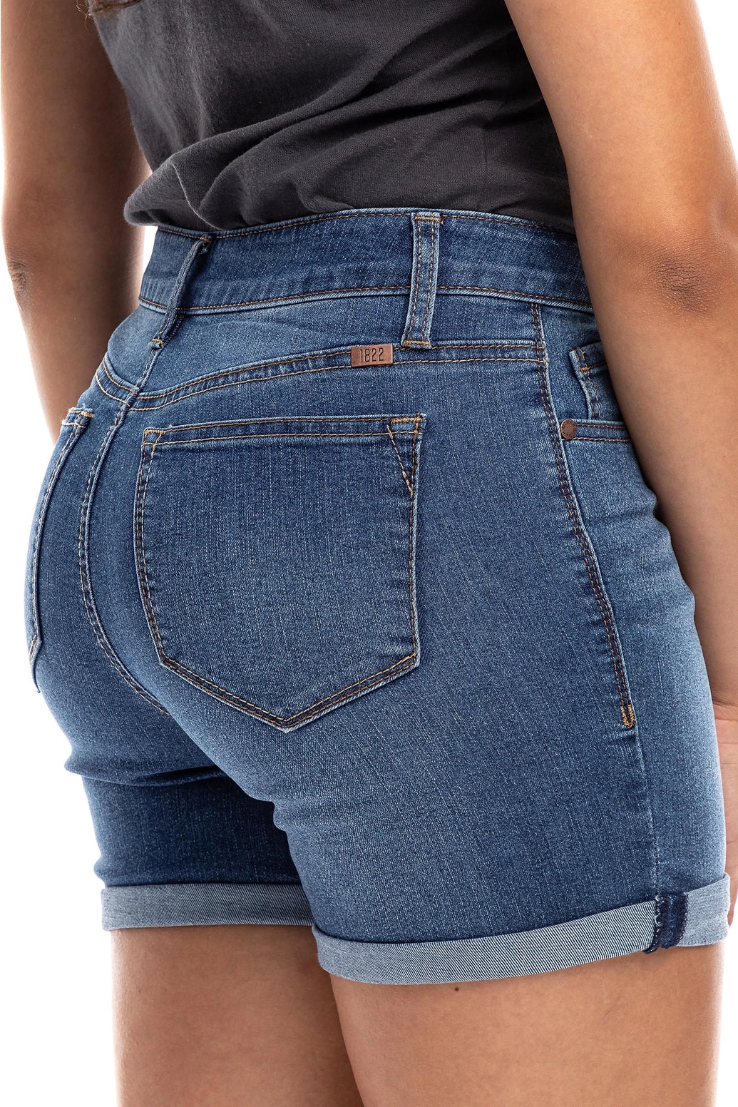 Eco-Friendly Mid Rise Roll Cuff Jean Shorts