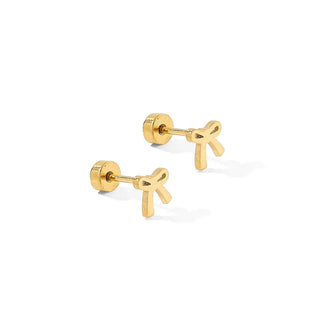 Gold earrings with a unique design on a white background