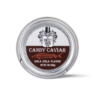 metal tin with candy caviar logo
