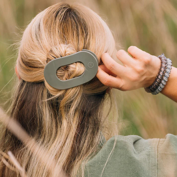 Teleties Flat Round Hair Clip- Sage It Ain't So