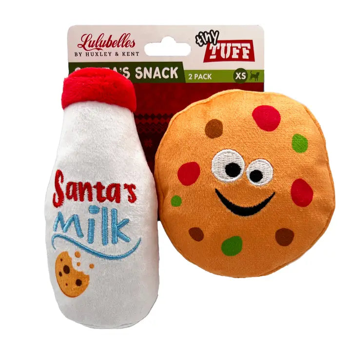 Tiny Tuff Santa's Milk and Cookie Dog Toy (2 Pack)