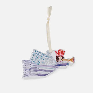 Decorative fan ornament with a character design on a white background