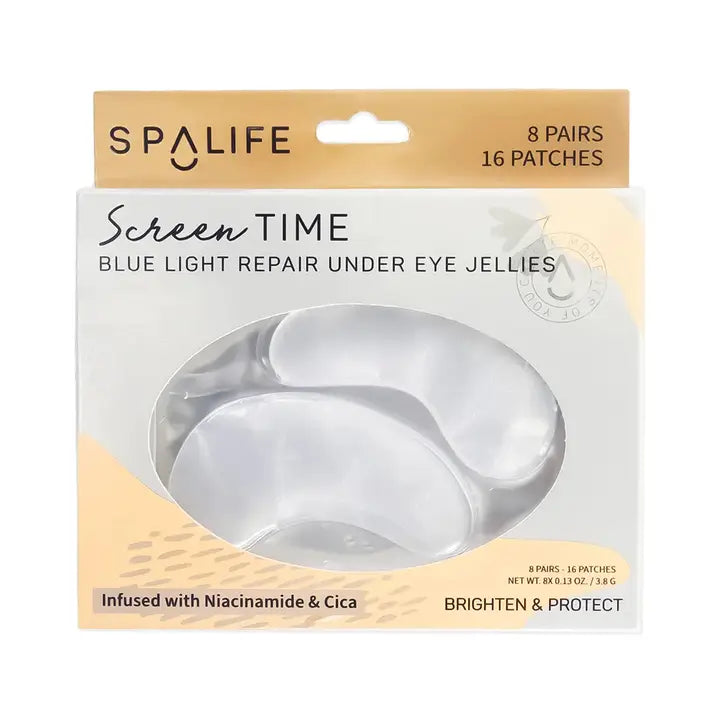 SpaLife screen time blue light repair under eye jellies packaging on a white background