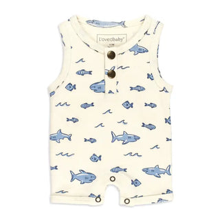shark design short romper for baby boy
