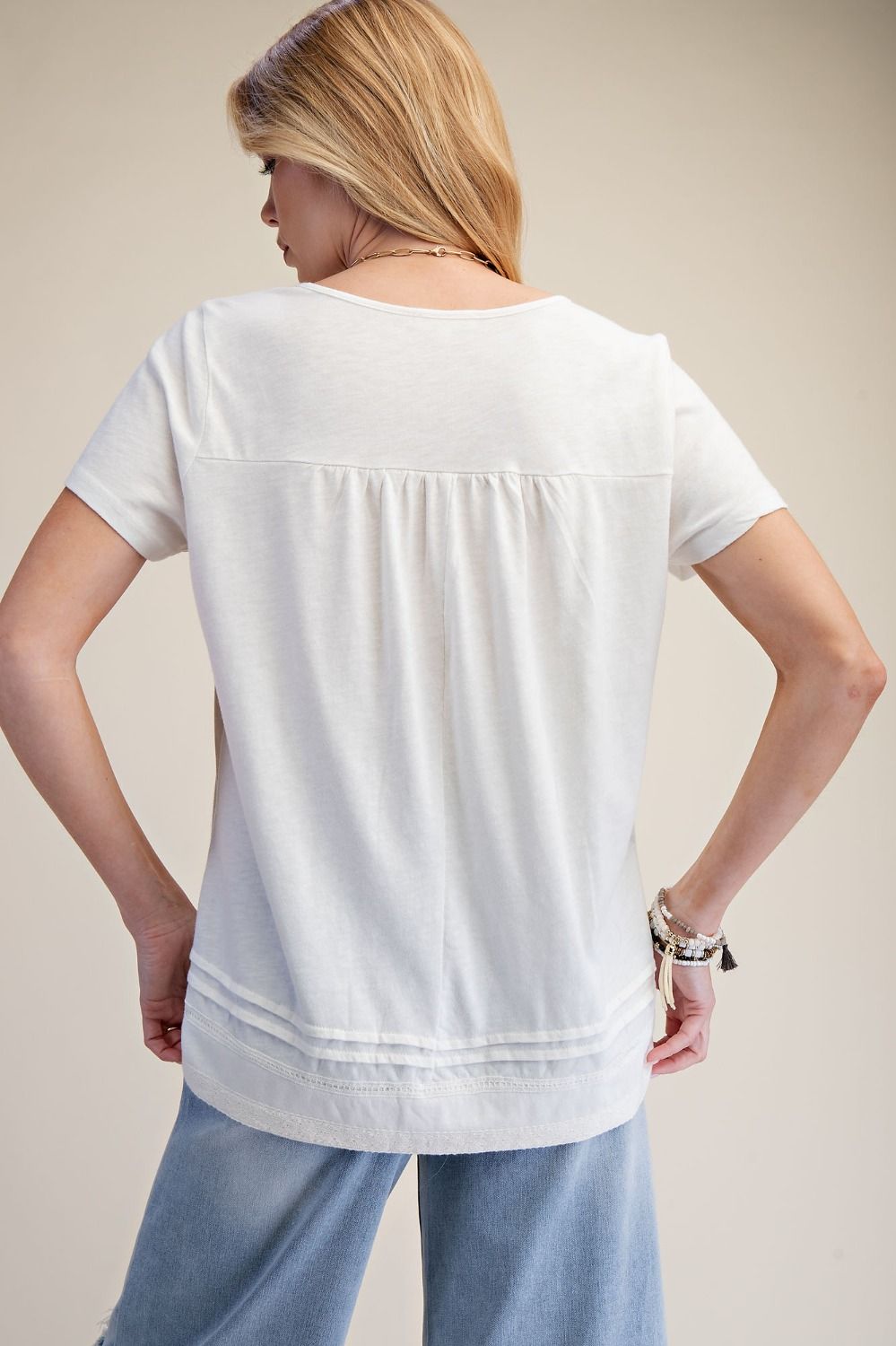 Lace Trim Detailing Cotton Top in White