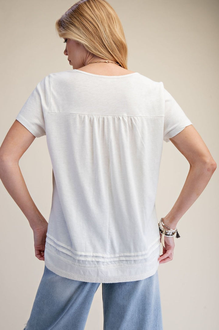 Lace Trim Detailing Cotton Top in White
