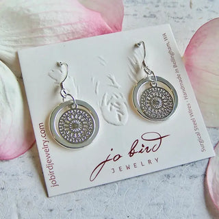 Silver Mandala Hoop Earrings
