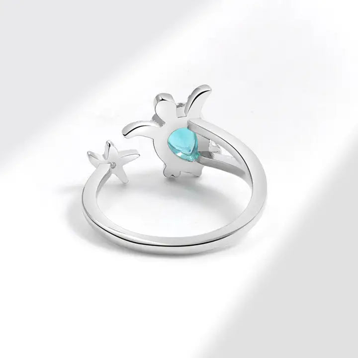 Silver Sea Turtle Adjustable Ring