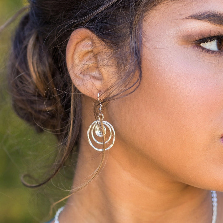 Handcrafted Silver Spiral Circle Earrings