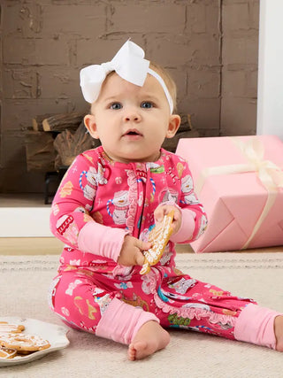 SoftSnooze Pink Hot Cocoa Cuties Bamboo Baby Footie Pajamas