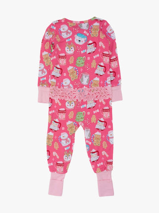 SoftSnooze Pink Hot Cocoa Cuties Bamboo Baby Footie Pajamas