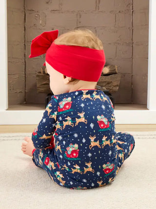 SoftSnooze Reindeer Sleigh Ride Bamboo Baby Footie Pajamas