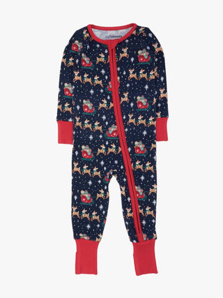 SoftSnooze Reindeer Sleigh Ride Bamboo Baby Footie Pajamas