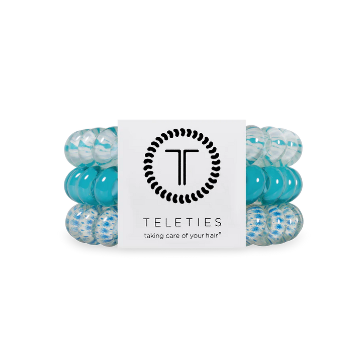 pack of three blue and white hair ties