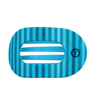 Flat hair clip with blue striped pattern