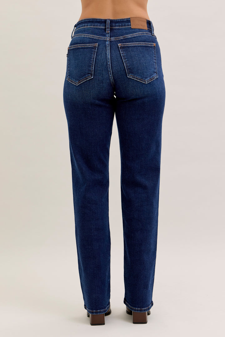 Judy Blue Dark Wash Mid Rise Straight - Long Inseam