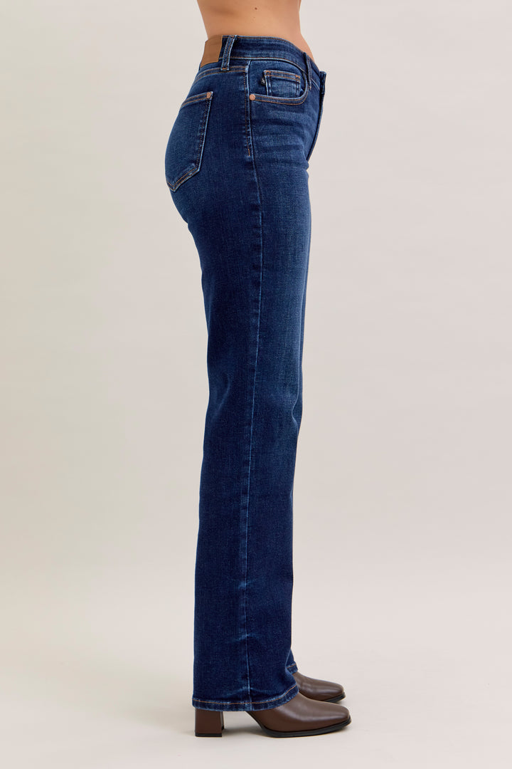 Judy Blue Dark Wash Mid Rise Straight - Long Inseam