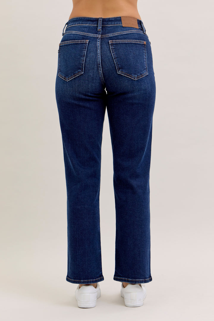 Judy Blue Dark Wash Mid Rise Straight - Short Inseam