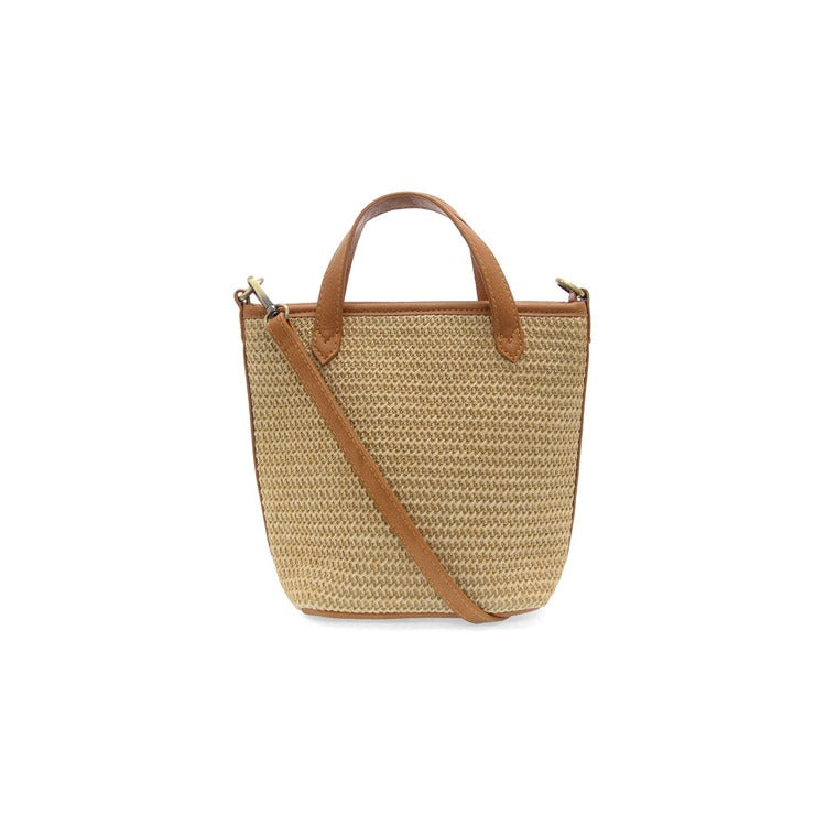 Natural Straw Mini Bucket Crossbody