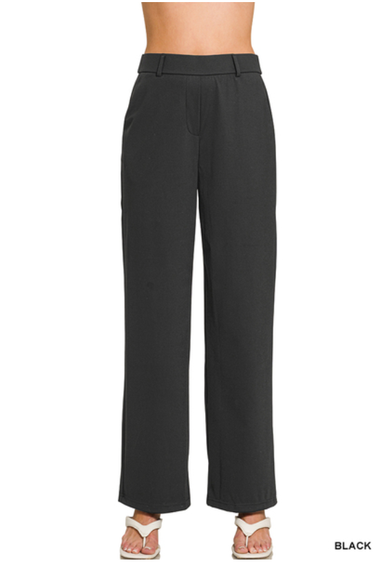 Stretch Dress Pants with Belt Loop in Black