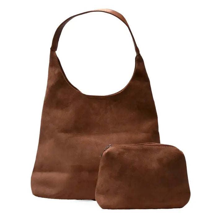 Brown suede shoulder bag 