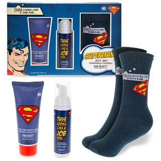superman themed body wash and sock gift set
