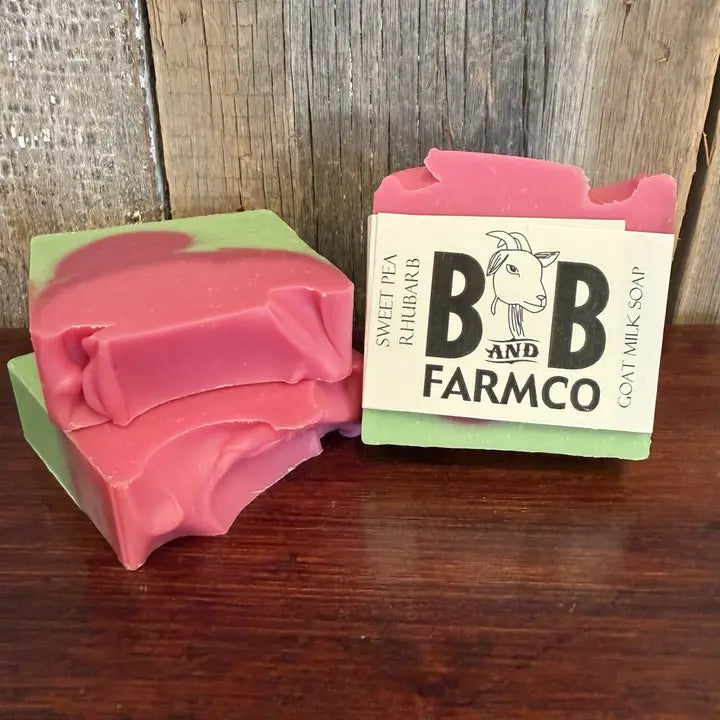 pink and green stack of bar soaps