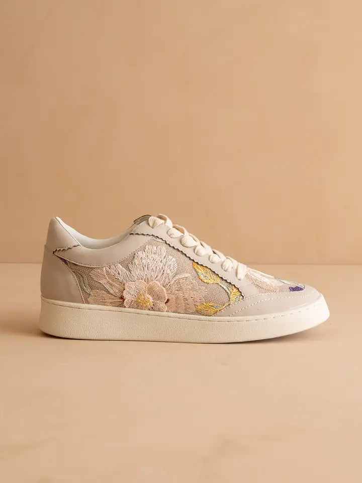 The Tammi Light Grey Floral Applique Sneaker