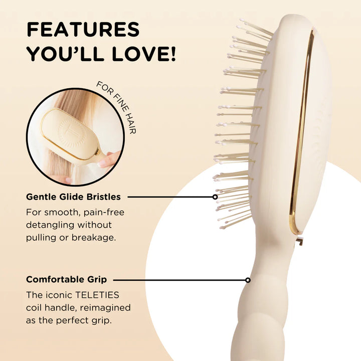 Teleties Detangler Hairbrush- Fine Hair Tortoise