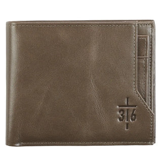 Taupe Leather John 3:16 Wallet